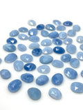 10 Pcs Natural Blue Opal Rosecut Cabochons, Loose Gemstones, Blue Opal Rose Cuts, Ring Stones, 10mm - 13mm