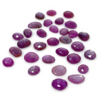 10Pcs / 17 Pcs Natural Sheen Ruby Rose Cut Cabochons, Loose Gemstones, Ruby Rosecuts for JewelryMaking, 8x6mm - 11x9mm