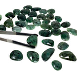 5 Pcs Large Natural Emerald Rose Cut Cabochons, Loose Gemstones, Ring Stones, 18x12mm - 26x21mm