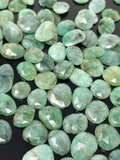 10Pcs / 14 Pcs Natural Emerald Rose Cut Cabochons, Loose Gemstones, Ring Stones, 7x7mm - 12x9mm