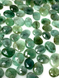 10Pcs / 14 Pcs Natural Emerald Rose Cut Cabochons, Loose Gemstones, Ring Stones, 7x7mm - 12x9mm