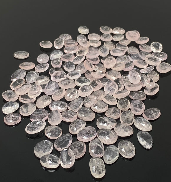 10Pcs / 12 Pcs Natural Morganite Rosecut Cabochons, Loose Gemstones, Ring Stones, 9x7mm - 13x11mm