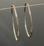 80mm/ 3” Gold Plated Diamond Hoop Earrings, 14K Gold Plated over Sterling Silver Pave Diamond Hoop Earrings, Large Hoop Stud Earrings