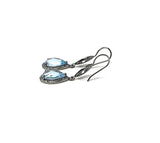 Genuine Blue Topaz Pave Diamond Earrings, Black Rhuthenium over Sterling Silver Gemstone Earrings, Vintage Jewelry, 1.85” x 0.55”