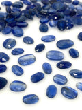 10 Pcs Natural Blue Kyanite Rose Cut Cabochons, Loose Gemstones, Ring Stones, 8x6mm - 14x10mm