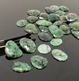 5 Pcs Large Natural Emerald Rose Cut Cabochons, Loose Gemstones, Ring Stones, 18x12mm - 26x21mm