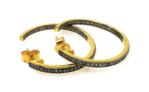14K Gold Plated Diamond Hoop Earrings, Gold Plated over Sterling Silver Pave Diamond Hoop Earrings, Hoop Stud Earrings