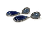 Pave Diamond Sapphire Earrings, Natural Blue Sapphire Gemstone Earrings, Victorian Jewelry