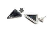 Rare Black Gray Pave Diamond Sapphire Earrings, Sapphire Gemstone Earrings, Victorian Jewelry