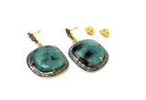 Genuine Pave Diamond Emerald Earrings, Emerald Earrings, Gifts for Her