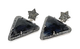 Rare Black Gray Pave Diamond Sapphire Earrings, Sapphire Gemstone Earrings, Victorian Jewelry