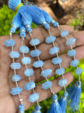 5 Pcs Blue Opal Double Terminated Beads, Hand Carved Blue Opal Gemstone Fancy Shape Beads for Wire Wrapping, 6x12mm