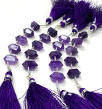 5 Pcs Amethyst Double Terminated Beads, Hand Carved Amethyst Gemstone Fancy Shape Beads for Wire Wrapping, 6x12mm