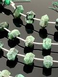 5 Pcs Emerald Double Terminated Beads, Hand Carved Emerald Gemstone Fancy Wand Shape Beads for Wire Wrapping, 6x12mm