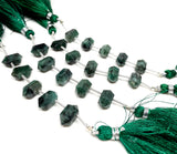 5 Pcs Emerald Double Terminated Beads, Hand Carved Emerald Gemstone Fancy Wand Shape Beads for Wire Wrapping, 6x12mm