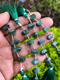 5 Pcs Emerald Double Terminated Beads, Hand Carved Emerald Gemstone Fancy Wand Shape Beads for Wire Wrapping, 6x12mm