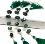 5 Pcs Emerald Double Terminated Beads, Hand Carved Emerald Gemstone Fancy Wand Shape Beads for Wire Wrapping, 6x12mm