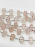 5 Pcs Rose Quartz Double Terminated Point Beads for Jewelry Making, Hand Carved Rose Quartz Gemstone Beads for Wire Wrapping. 6x12mm