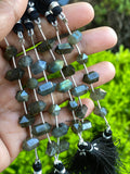 5 Pcs Labradorite Double Terminated Carved Point Beads for Jewelry Making, Hand Carved Labradorite Gemstone Beads for Wire Wrapping, 6x12mm