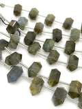 5 Pcs Labradorite Double Terminated Carved Point Beads for Jewelry Making, Hand Carved Labradorite Gemstone Beads for Wire Wrapping, 6x12mm