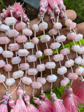 5 Pcs Pink Opal Double Terminated Beads, Hand Carved Pink Opal Gemstone Fancy Shape Beads for Wire Wrapping, 6x12mm
