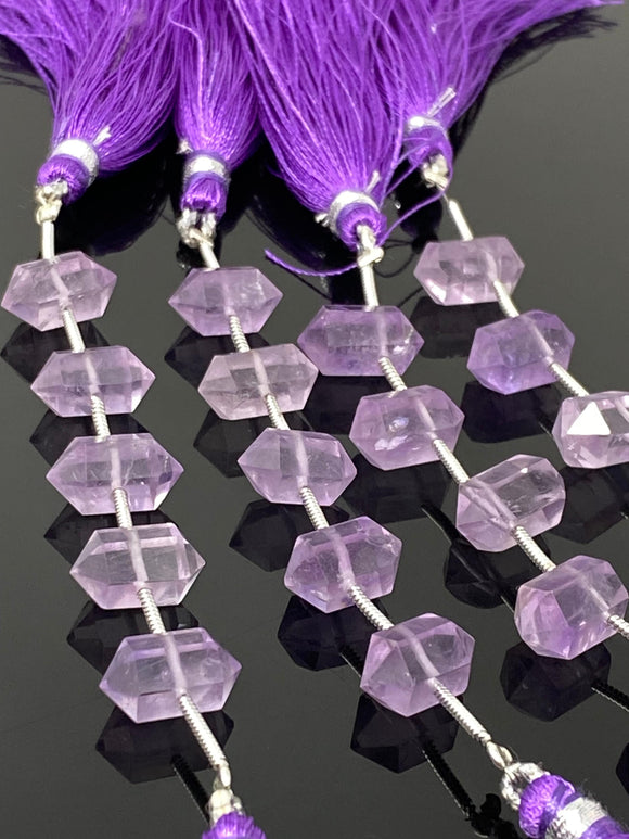 5 Pcs Amethyst Double Terminated Beads, Hand Carved Light Purple Amethyst Gemstone Fancy Shape Wand Beads for Jewelry Making , 6x12mm