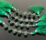 5 Pcs Emerald Double Terminated Beads, Hand Carved Emerald Gemstone Fancy Wand Shape Beads for Wire Wrapping, 6x12mm