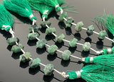 5 Pcs Emerald Double Terminated Beads, Hand Carved Emerald Gemstone Fancy Wand Shape Beads for Wire Wrapping, 6x12mm