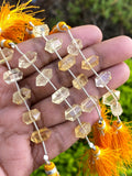 5 Pcs Citrine Double Terminated Beads, Hand Carved Citrine Gemstone Fancy Shape Beads for Jewelry Making, 6x12mm