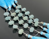 5 Pcs Aquamarine Double Terminated Carved Points Gemstone Beads, Aquamarine Fancy Shape Beads for Jewelry Making, 6x12mm