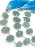 5 Pcs Aquamarine Double Terminated Carved Points Gemstone Beads, Aquamarine Fancy Shape Beads for Jewelry Making, 6x12mm