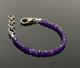 Natural Amethyst Gemstone Bracelet, Pave Diamond Adjustable Bracelet, Amethyst Jewelry, February Birthstone Jewelry