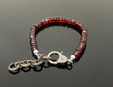 Natural Garnet Gemstone Bracelet, Pave Diamond Adjustable Bracelet, Garnet Jewelry, January Birthstone Jewelry