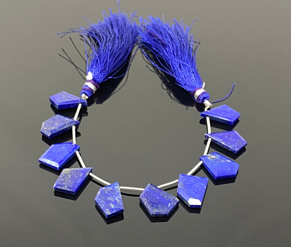 10 Pcs Lapis Lazuli Faceted Fancy Slice Beads, Natural Lapis Lazuli Gemstone Beads for Jewelry Making, 15x10mm - 18x14mm