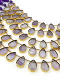 10 Pcs Amethsyt Gold Electroplated Slice Beads, Amethsyt Gemstone Wholesale Beads 14x9mm - 15x9.5mm