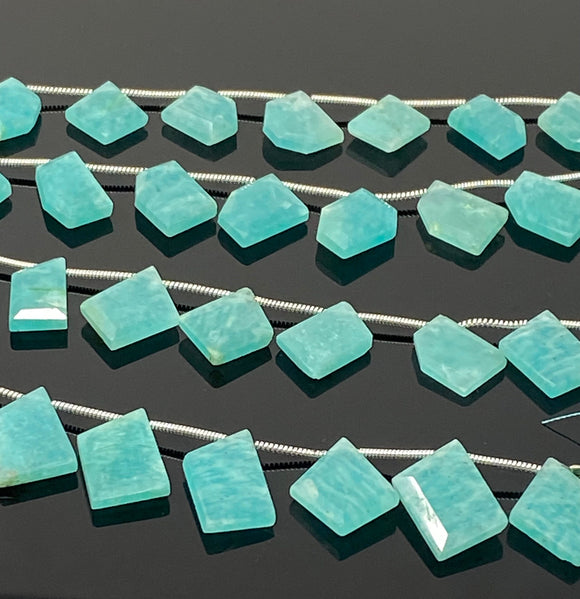 10 Pcs Amazonite Faceted Fancy Slice Beads, Amazonite Gemstone Beads for Jewelry Making, 10x9mm - 18x15mm