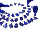 10 Pcs Lapis Lazuli Faceted Fancy Slice Beads, Natural Lapis Lazuli Gemstone Beads for Jewelry Making, 15x10mm - 18x14mm