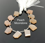 10 Pcs Moonstone Fancy Slice Beads, Gemstone Beads, White Moonstone Beads, Peach Moonstone Beads Gray Moonstone Beads, 12x8mm - 19x15mm