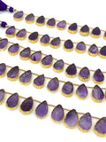10 Pcs Purple Amethsyt Electroplated Slice Beads, Amethsyt Gemstone Wholesale Beads 14x9mm - 15x9.5mm