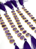 10 Pcs Purple Amethsyt Electroplated Slice Beads, Amethsyt Gemstone Wholesale Beads 14x9mm - 15x9.5mm