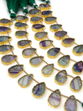 10 Pcs Fluorite Electroplated Slice Beads, Fluorite Gemstone Wholesale Beads 14x9mm - 15x10mm