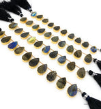 10 Pcs Labradorite Electroplated Slice Beads, Labradorite Gemstone Wholesale Beads 14x9mm - 15x10mm