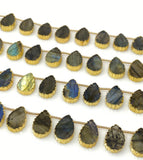 10 Pcs Labradorite Electroplated Slice Beads, Labradorite Gemstone Wholesale Beads 14x9mm - 15x10mm