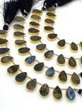 10 Pcs Labradorite Electroplated Slice Beads, Labradorite Gemstone Wholesale Beads 14x9mm - 15x10mm