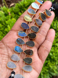 10 Pcs Labradorite Electroplated Slice Beads, Labradorite Gemstone Wholesale Beads 14x9mm - 15x10mm