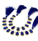 10 Pcs Lapis Lazuli Electroplated Slice Beads, Lapis Lazuli Gemstone Wholesale Beads 14x9mm - 15x10mm