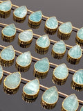 10 Pcs Amazonite Electroplated Slice Beads, Peruvian Amazonite Gemstone Wholesale Beads 14x9mm - 15x10mm