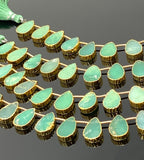 10 Pcs Chrysoprase Electroplated Slice Beads, Natural Chrysoprase Gemstone Wholesale Beads 14x9mm - 15x10mm