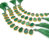 10 Pcs Chrysoprase Electroplated Slice Beads, Natural Chrysoprase Gemstone Wholesale Beads 14x9mm - 15x10mm