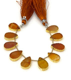 10 Pcs Carnelian Electroplated Slice Beads, Natural Carnelian Gemstone Wholesale Beads 14x9mm - 15x10mm